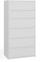 Top E Shop Komoda Karo K6, spintelė su 6 stalčiais, aukštis 139 cm, skirta svetainei, miegamajam, balta