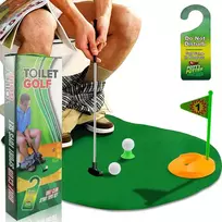 Faelnk golfo rinkinys tualetui, 7 dalių mini golfo žaidimas, juokinga dovana vyrams voniai su golfo lazda 65 cm, kamuoliukų riedėjimo takeliu, 2 golfo kamuoliukais ir pakabinamu ženklu ant durų