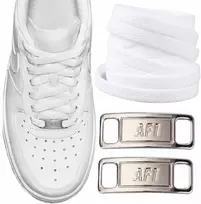 Balti raišteliai 140 cm ir sidabrinės sagtys Nike Air Force 1 Af1 batams