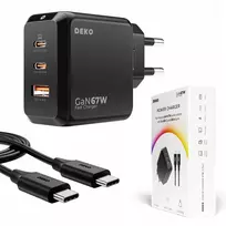 Greitas universalus Usb C įkroviklis 3x Usb 67w 65w type C + Usb C kabelis 100w