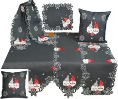Raebel Ohg Stalo takelis, stalo užtiesalas, pagalvėlės užvalkalas, kalėdinis pilkas antracito spalvos, siuvinėtas su Secret Santa (40 x 140 cm)
