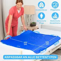 Eyra perkėlimo lenta pacientų keltuvui - 122 x 102 cm pacientų perkėlimo lenta su 8 rankenomis pagyvenusiems ir prikaustytiems prie lovos pacientams - daugkartinio naudojimo ir plaunamas slydimo paklodė ir slydimo paklodė perkėlimui lovoje
