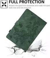 Kerom dėklas, skirtas ipad 9-osios/8-osios/7-osios kartos (10,2 colio, 2021/2020/2019), ipad air 3 dėklas, ipad pro 10,5 dėklas, pu odos stovas, apsauginis dėklas su automatiniu pažadinimu/užmigdymu, žalias drugelis