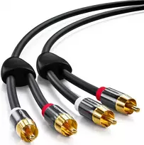 Deleycon 1m cinch kabelis stereo audio cinch rca kabelis 2x cinch kištukai į 2x cinch kištukus hifi sistemos hifi imtuvai namų kinas blu ray grotuvai - juodas