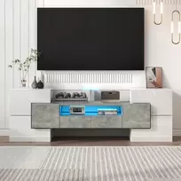 TV staliukas Stilinga Tv spintelė, baltas blizgesys, 145 cm, Led, stiklinis paviršius