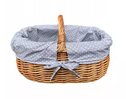 Wicker-kosz pintinėlių pikniko krepšelis bagažui, pirkinių krepšys + įdėklas pilkas su taškeliais
