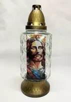 Žvakė su įdėklu žibintas Jesus su Jėzumi auksinis aukštas didelis 29 cm