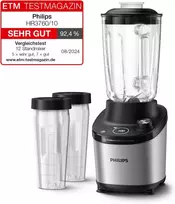 Philips 7000 Series didelio našumo trintuvas - Problend Ultra technologija, 1500 W, 2 l stiklinis indas, greito pasirinkimo programos kokteiliams ir sriuboms, Homeid programėlė, indaplovėje plaunamos dalys (hr3760/10)