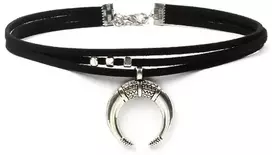Mėnulio pakabukas, odinė choker apykaklė moterims