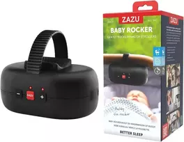 Zazu Robby sūpynės vežimėliui, automatinis kūdikio supimo įrenginys, reguliuojamas stiprumas, 40 min. laikmatis, kūdikio riksmo jutiklis, įkraunamas per Usb-c, atsparus vandeniui, universalus vežimėliams ir bagiams (juodas)