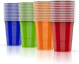 Aoluxlm plastikiniai, 52 puodelių rinkinys, spalvingi daugkartinio naudojimo plastikiniai puodeliai 480 ml / 16 oz vakarėliams, stovyklavimui, gimtadieniui, kepsninei, kalėdoms