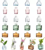 Glasseam dekoratyvinės spalvoto stiklo vazos, mini vazų rinkinys iš 20, elegantiškos mažos vazos stalo dekoravimui, moderni gėlių vaza vestuvių stalo viršūnėms, gražios stiklinės vazos gėlių vazos Kalėdoms