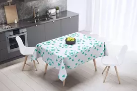 Le Jardin du Lin virtuvinė dekoratyvinė staltiesė turkio spalvos balta 140 x 140 cm - sukurta ir pagaminta Turkijoje