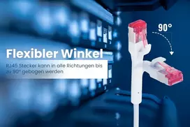 Cat.6a tinklo kabelis 0.25m, 5 vnt., 90 laipsnių kampas, 10Gbps, baltas