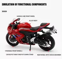 Fuwraixis 1/12 metalinis lietinis motociklo žaislas, Gsx-1000 lydinio motociklo modelis, sportinių motociklų lenktynių modelių serija, vyrams, vaikams, berniukams, dovana, su dekoratyviniu pagrindu