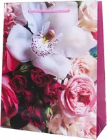 Idena 90225 Dovanų maišeliai Classic Flowers, 10 vnt., dovanų maišeliai, dydis 18 x 23 x 8 cm, blizgūs popieriniai maišeliai su spalvingomis gėlėmis