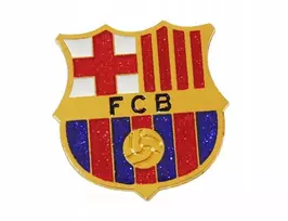 Fc barcelona metalinis magnetas šaldytuvui su blizgučiais, aukso spalvos chromas