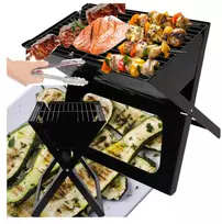Rossner sodo turistinis nešiojamas sulankstomas plokščias anglinis grilis bbq iškylai