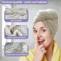 Pruhofan plaukų turbanas, greitai džiūstantis mikropluošto rankšluostis su sagute, skirtas visų tipų plaukams – 2 vnt.