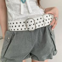 Large Oval Buckle Polka Dot Belt Spicy Girl Y2K Belt Vintage Retro Wide Belt  Female white
