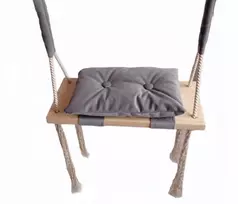 Sūpynių sėdynė vaikams namų sodui kambariui PILKA lenta pagalvė plokščia 50cm