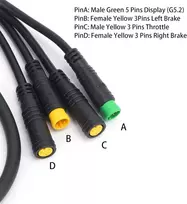 Zunate 1t4 kabelis, Dc 1 moteriška į 4 vyriškus maitinimo šaltinio laidus pavarų jutiklio ilgintuvas elektrinių dviračių konversijos rinkiniams