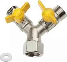 Ventiliatorius Viviihoo žalvarinis Y formos skirstytuvas 3 krypčių adapterio ventilis 1/2 colio Y skirstytuvo ventilis dušo adapteris skalbimo mašinai, vonios kambariui, virtuvei, sodo žarnai (7 x 8,5 cm)