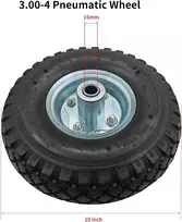 3.00-4 pneumatinės vežimėlio padangos, 260 x 85 mm atsarginės padangos ir ratai su 16 mm ašies skyle rankiniam vežimėliui, vejapjovei, gorilla vežimėliui