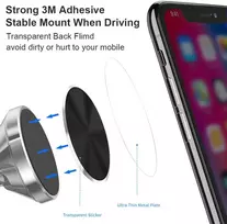 Zamxhug 4 dalių pakaitinis laikiklis mobiliesiems telefonams - lipni metalinė plokštelė magnetiniam automobilio telefono laikikliui su 3m lipduku (juoda/sidabrinė)