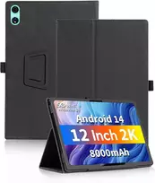 Dėklas planšetiniam kompiuteriui Odea A12 12 colių Android 14 su rankos dirželiu, stovu ir apsauga nuo kritimo, plonas ir paprastas dizainas, juodas