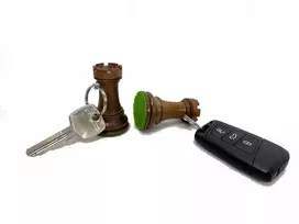2x Roogu raktų pakabukas bokštas automobiliui namams pakabukas figūrėlė iš šachmatų rinkinio mediena Indija