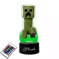 Platinet Lempa ant stiklo uv Creeper Minecraft animacinis filmas led + nuotolinio valdymo pultas 16 spalvų