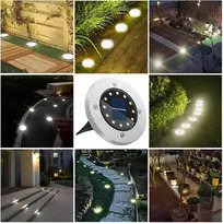 Nurkoo 12 vnt. saulės energija įkraunamų grindų šviestuvų lauke, 12 led saulės šviestuvų, 800 mah diskiniai šviestuvai su patobulintu saulės kolektoriumi, sodo šviestuvas, saulės lempa, saulės prožektorius, dekoracija vejai, takui, baseinui, terasai (šilt