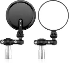 Gearmonster vairo galo veidrodėlis 360° pasukamas motociklo veidrodėlis 7/8 colio 22 mm apvalus motociklo veidrodėlis aliuminio lydinys, suderinamas su motoroleriu, atv, juodas, 2 vnt.