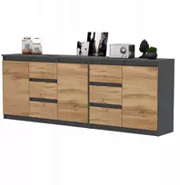 Komoda Blly, 75x200x35 cm, pilka/ruda