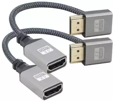 Riieyoca 90 laipsnių kampu aukštyn Uhd 4k Hdmi į Hdmi pintas kabelis 0,17 m, 18Gbps didelės spartos 2.0 pintas kabelis, palaiko 4k @ 60hz, 1080p, Hdcp 2.2, Arc, 3d (2 vnt.)