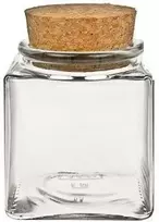 Viva housewares stiklinis prieskonių indelis su kamštiniu dangteliu, tinkamas naudoti kaip stiklinis indelis ir dėžutė prieskoniams, druskai ir kt., 200 ml