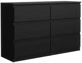 Komoda su 6 stalčiais, 140 cm, juoda, moderni