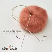 Addi Apskritas žalvarinis mezgimo virbalas, 80 cm ilgio, 2,5 mm storio, įvairių dydžių