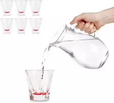 Rcr Cristalleria Italiana Avilia 6 stiklinių rinkinys, 27 cl, su raudonu pagrindu, pagamintas iš luxion, tvirtas ir elegantiškas, idealus šeimos vakarienėms ar ypatingoms progoms, tinkamas visų tipų gėrimams, lengvai valomas