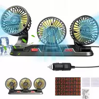 Automobilinis ventiliatorius 360° 3 galvutės pasukamas reguliuojamas tylus 12v