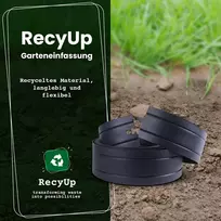 Recyup vejos apvadas plastikinis šaknų barjeras vejos apvadas - perdirbamas, stabilizuotas Uv spinduliais, patvarus, atsparus oro sąlygoms, idealus lenktoms linijoms, sodo projektams, lengvas montavimas, 8 m juodas
