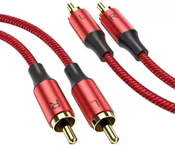 Moswag Stereo Rca Kabelis, 10m, Paauksuoti Jungtys, Pintas Nailonas