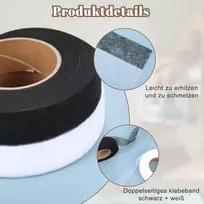 2 juostos fliseline termo juosta užlyginimui, 25 mm užuolaidų juosta užlyginimui, termo juosta užlyginimui, termo juosta užuolaidoms užlyginimui, skalbiama termo juosta užlyginimui užuolaidų trumpinimui, 64 m/ritinys