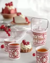 Porcelianinis arbatinukas su 6 puodeliais "ornament"
