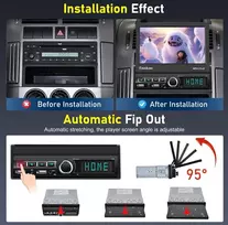 Automagnetola Vieno din automobilinis radijas su automatiniu atlenkiamu ekranu, belaidžiu carplay ir android auto, 7 colių radijo stereo sistema su bluetooth/mirrorlink/fm/aux/tf/usb/swc + atsarginė kamera + mikrofonas
