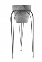 Metalinis gėlių stovas 50 cm su keramzito vazonu, pilkas
