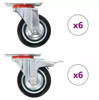 12 Vidaxl ratukai su stabdžiais, 75 mm