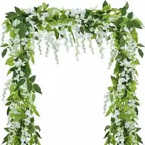 Dirbtinė gebenė, wisterijos girlianda, auksinis gaubtas 190 cm x 2 vnt. - Balta
