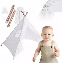 Primabobo Tipi palapinė vaikams Didelė 110x110cm Balta Teepee vigvamas